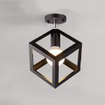 Picture of Vintage Pendant Lighting, Black Semi Flush Mount Ceiling Light Fixture Metal Cage Ceiling Lampshade with E27 Holder 