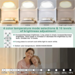 Picture of RGB LED Ceiling Light with Remote – 24W Smart Dimmable Ceiling Lamp with Adjustable Brightness, 7 RGB Colors, 3000K-6500K Warm to Cool Light for Bedroom, Living Room, Kitchen & Office